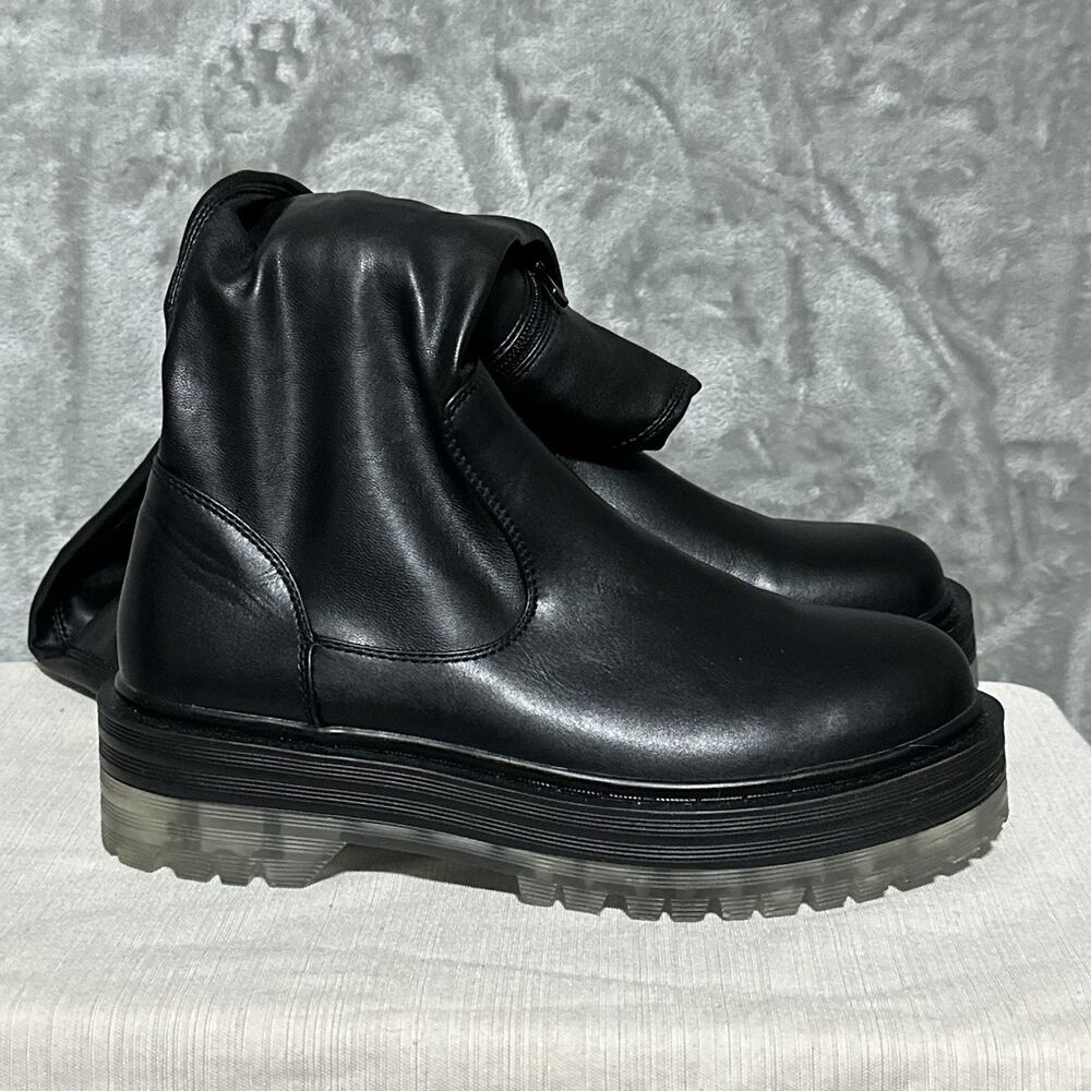 Azalea Wang Europlatform Vegan Leather Thigh High Lugg Boots Womens 8.5 Black - Picture 3 of 10